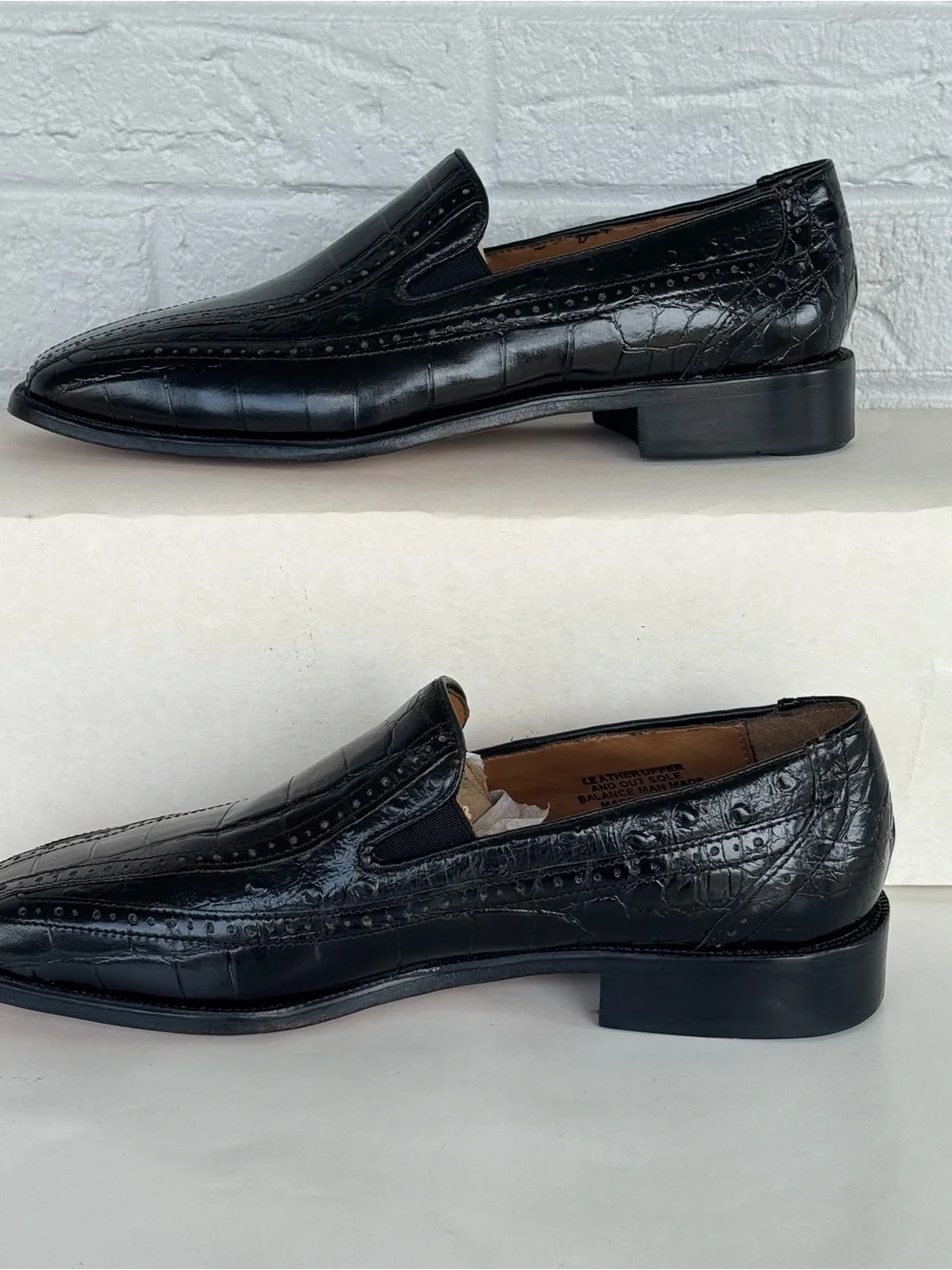 Stacy Adams Alligator Print Square Toe Loafers Men's 8